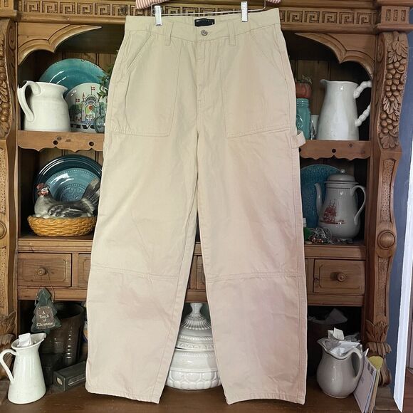 ASOS Design Carpenter Pants Men 32x32 Baggy Ivory Cotton Canvas Wider Legs NWOT - Picture 10 of 12